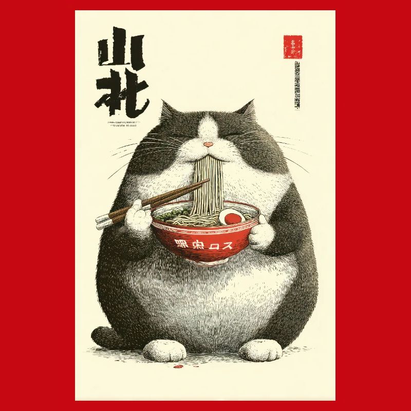Chonky Cat Ramen Ukiyo-e