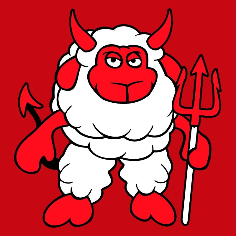 Mouton Diable Satan Enfer Mal Trident Cornes Cool