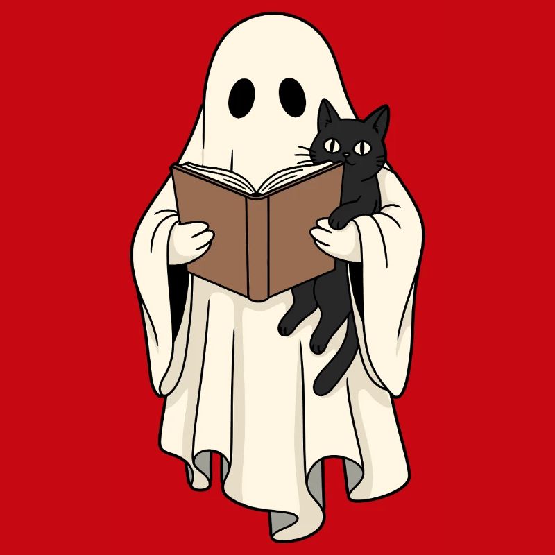 Lesender Geist mit Katze im Buch
