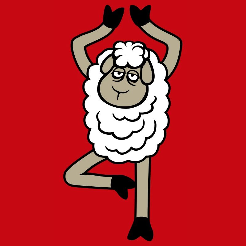 Schaf Müde Erschöpft Traurig Yoga Baum Pose Comic