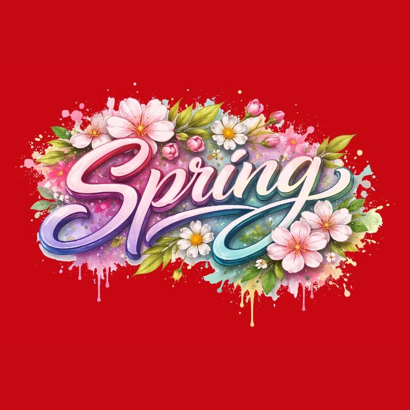 Spring lettering with flowers Description