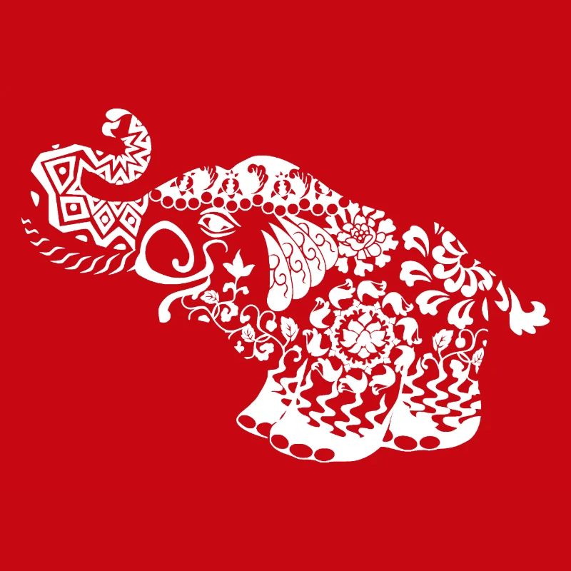 Elefant Blumenranken schwarzweiß Geschenkidee
