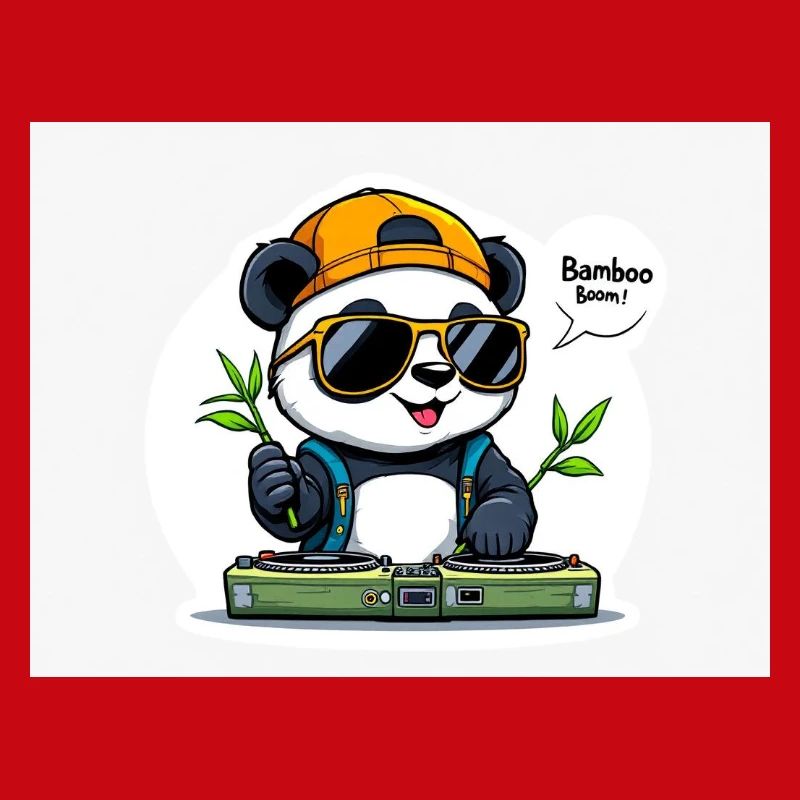 Panda DJ avec Bâtons de Bambou