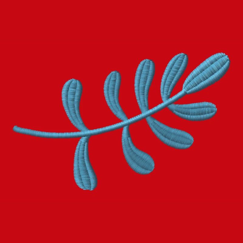 Light blue leaf embroidered