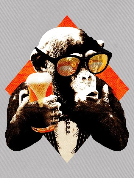 lustiger Bier Schimpanse
