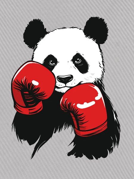 Boxen Panda rote Boxhandschuhe