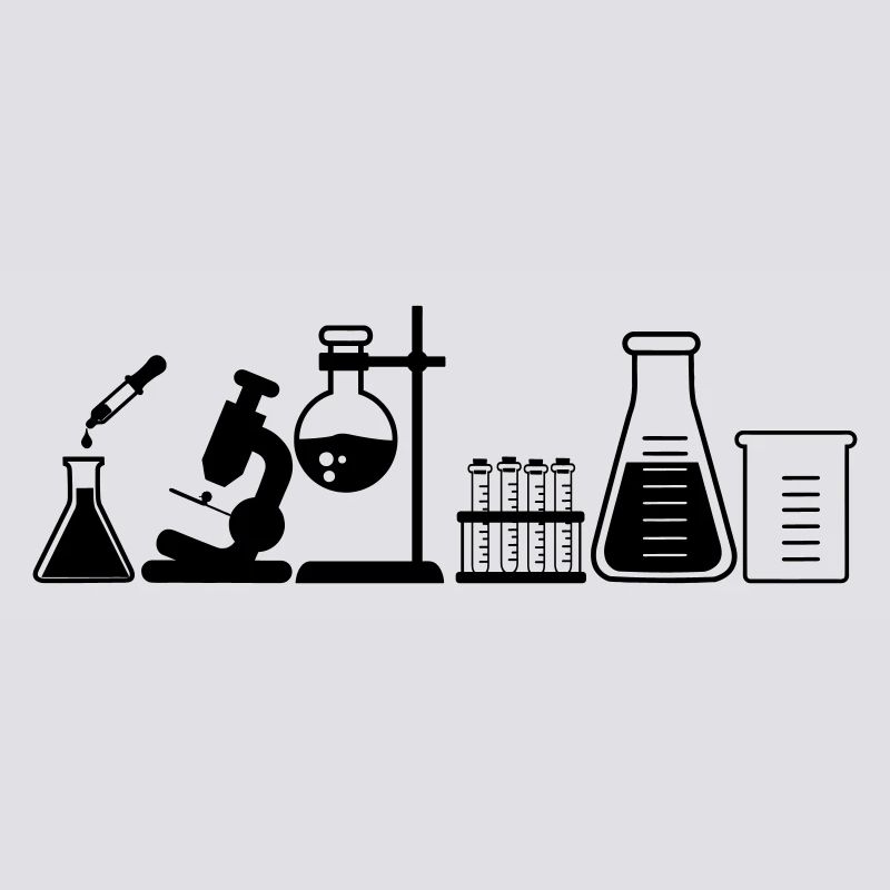 Laboratoire avec bocaux, microscope et tubes