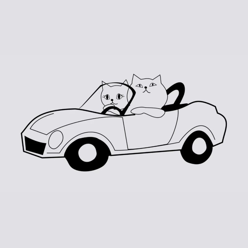 Les chats dans un cabriolet
