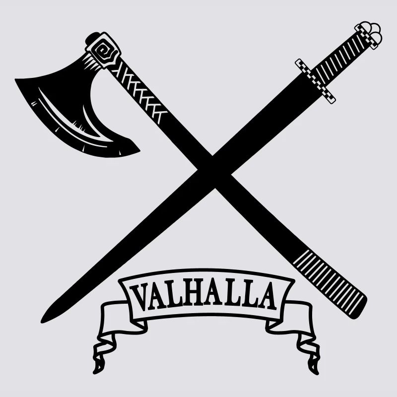 Walhalla mit Axt und Schwert