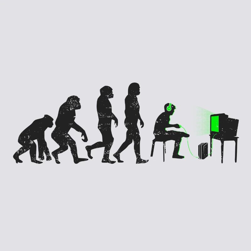 Gamer evolution gift player nerd geek noob