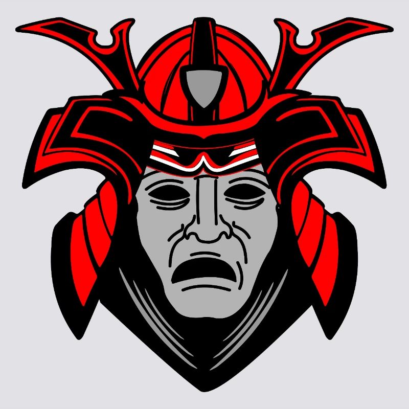 Düsteres Samurai-Gesicht mit Helm