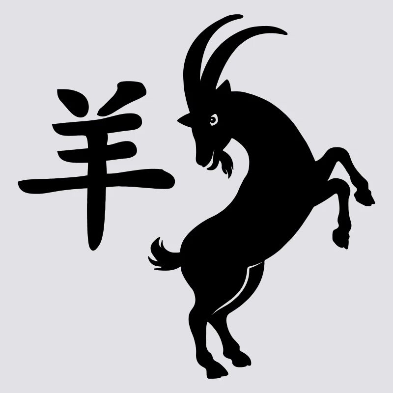 Caractère chinois chèvre avec image de chèvre