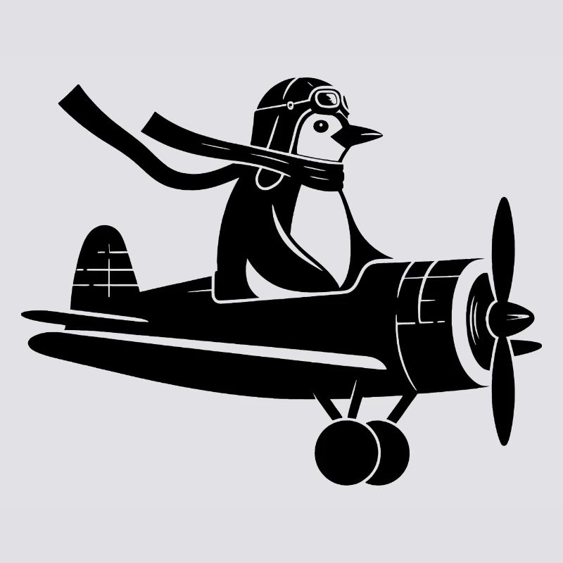 Pinguin Piloten Silhouette Flugschein