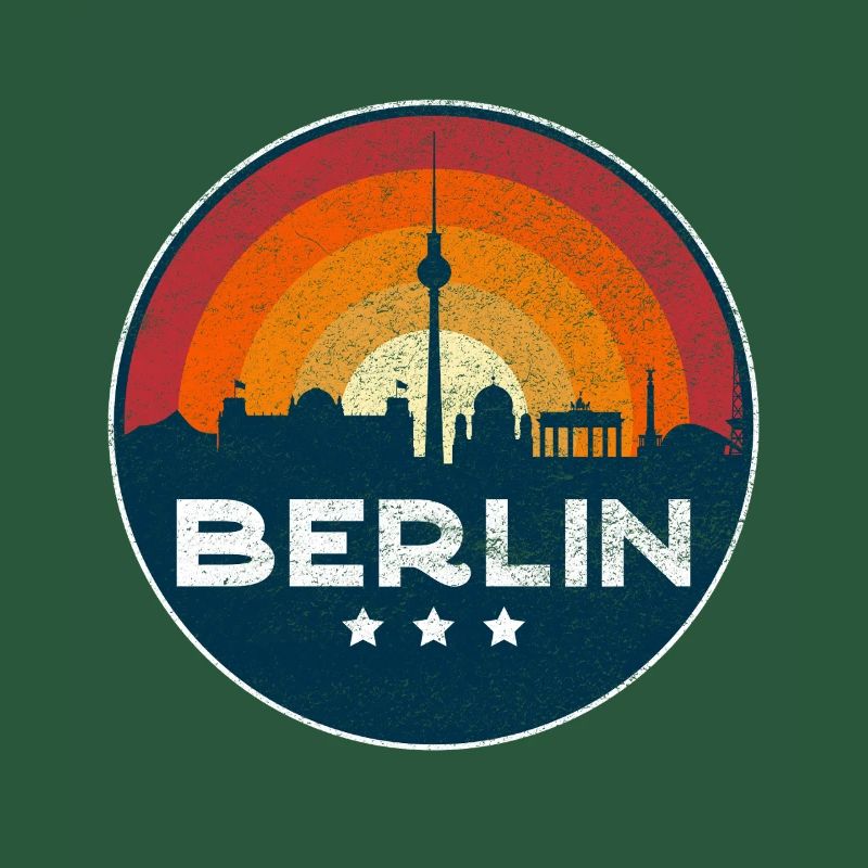 Conception rétro du badge Berlin Skyline Sunset