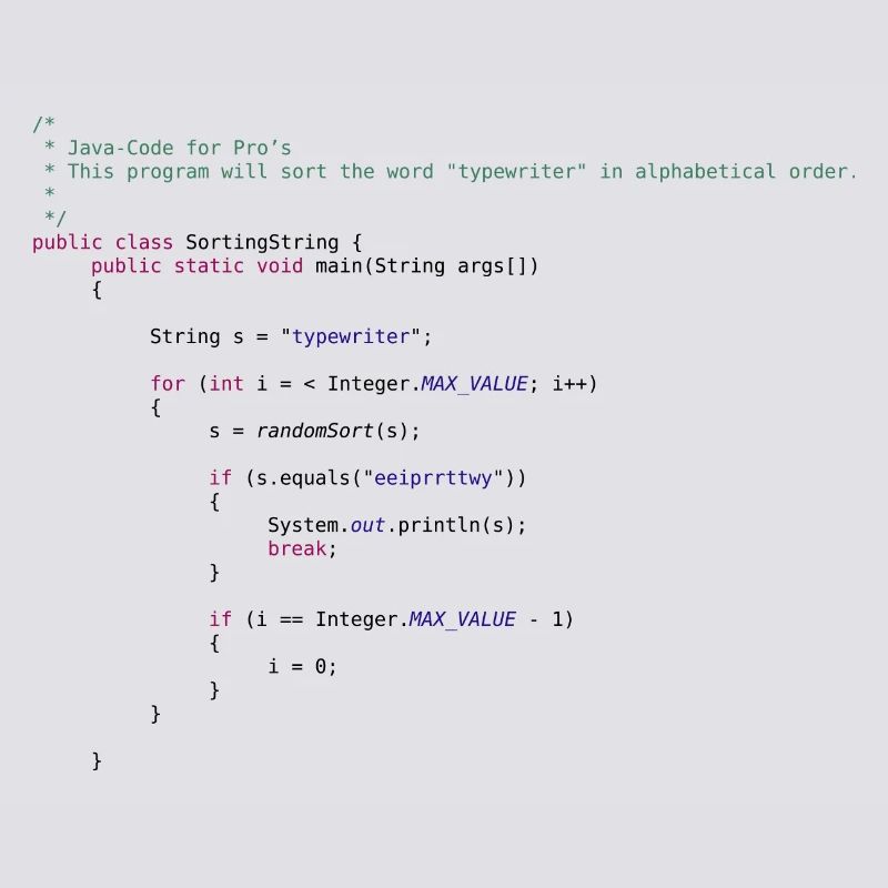code Java drôle pour trier