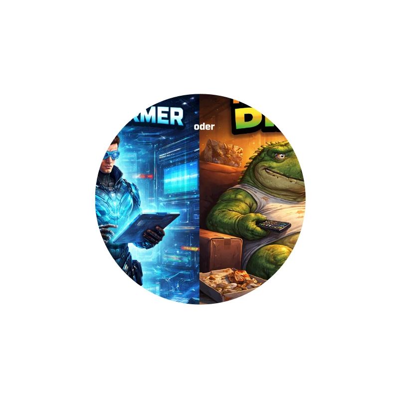 Digitaler Tech-Kämpfer oder träger Dino