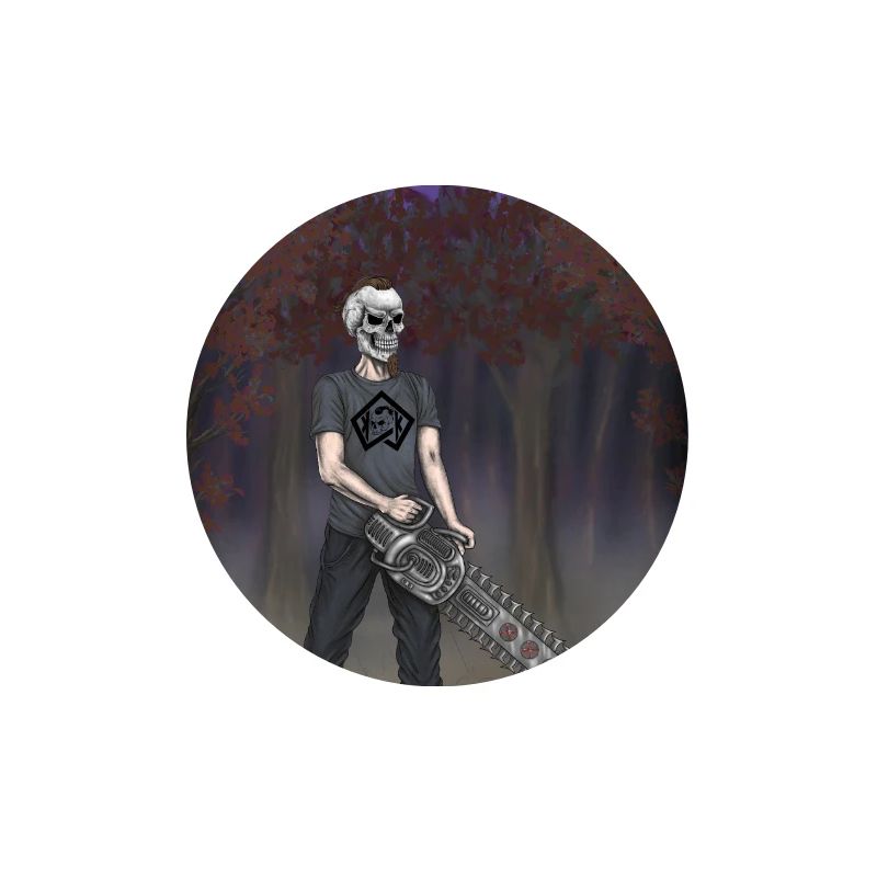 Forest worker, forester, chainsaw, full moon
