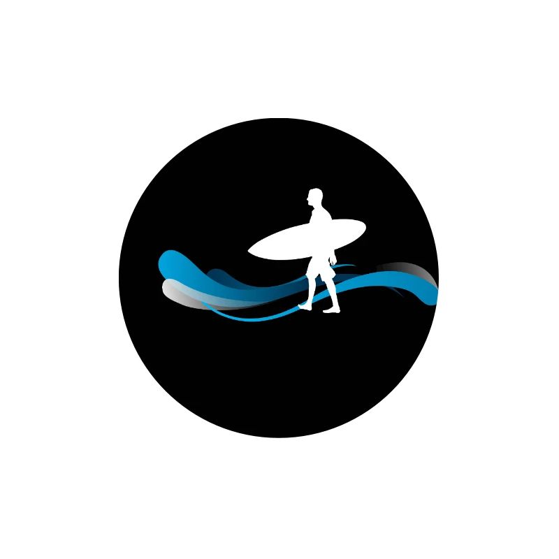 Surfer silhouette on waves
