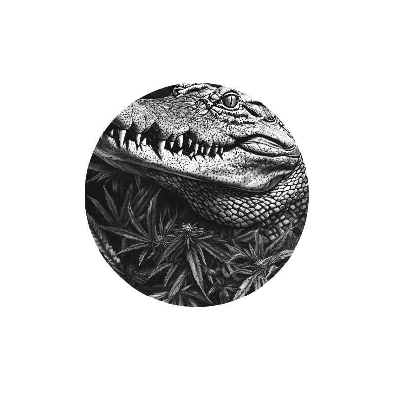 Crocodile in the hemp leaf forest