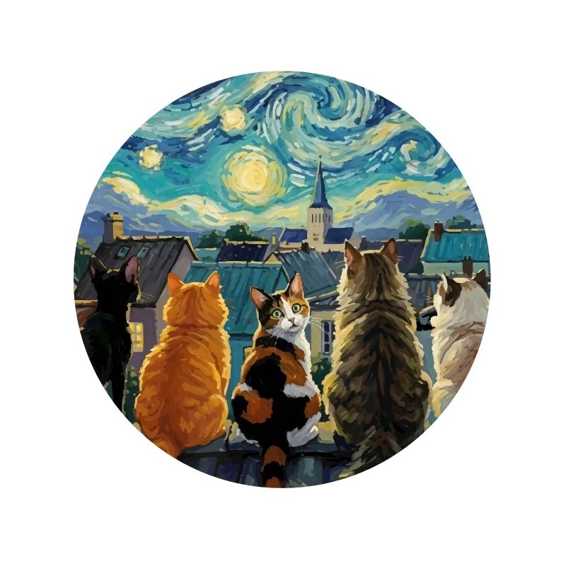 Cat Symphony Over Starry Rooftops