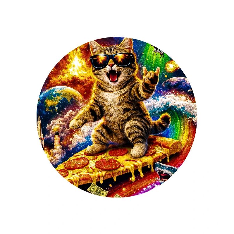 Chat de l’espace sur la pizza