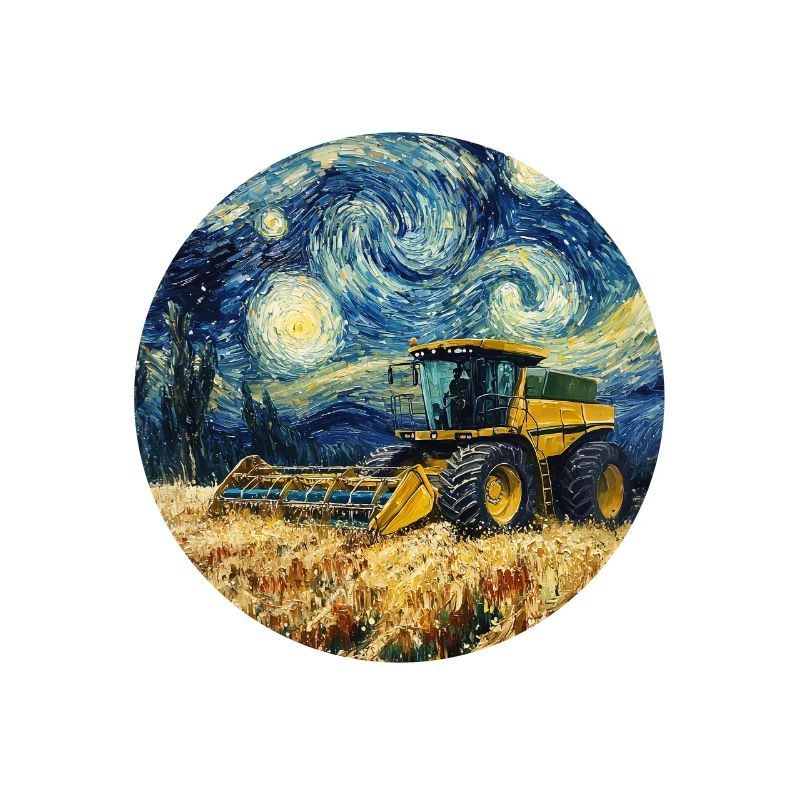 moissonneuse-batteuse fermier style van gogh étoilé