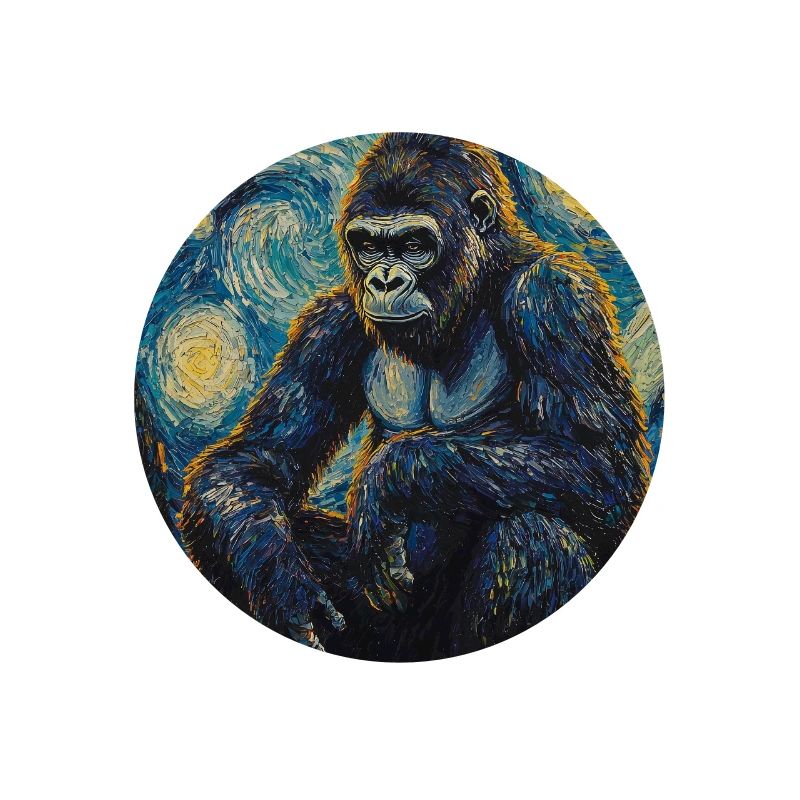 Gorilla Gorillas Monkey Van Gogh Style Starry Night