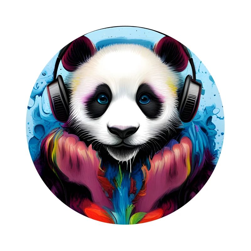 Panda avec casque néon