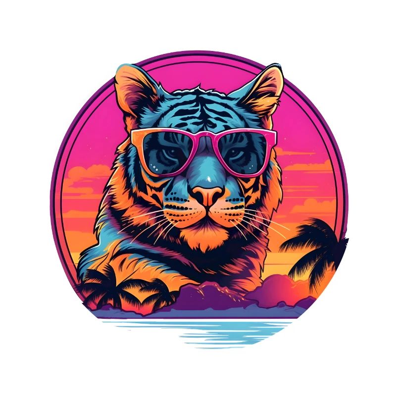Synthwave Tiger Sunset