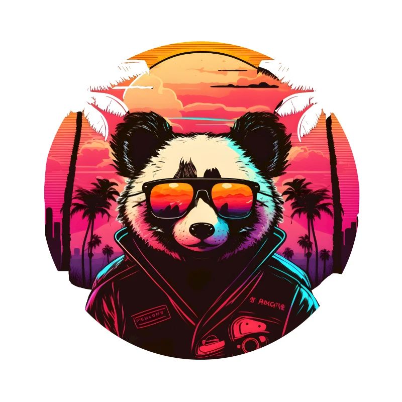 Synthwave Panda Sunset