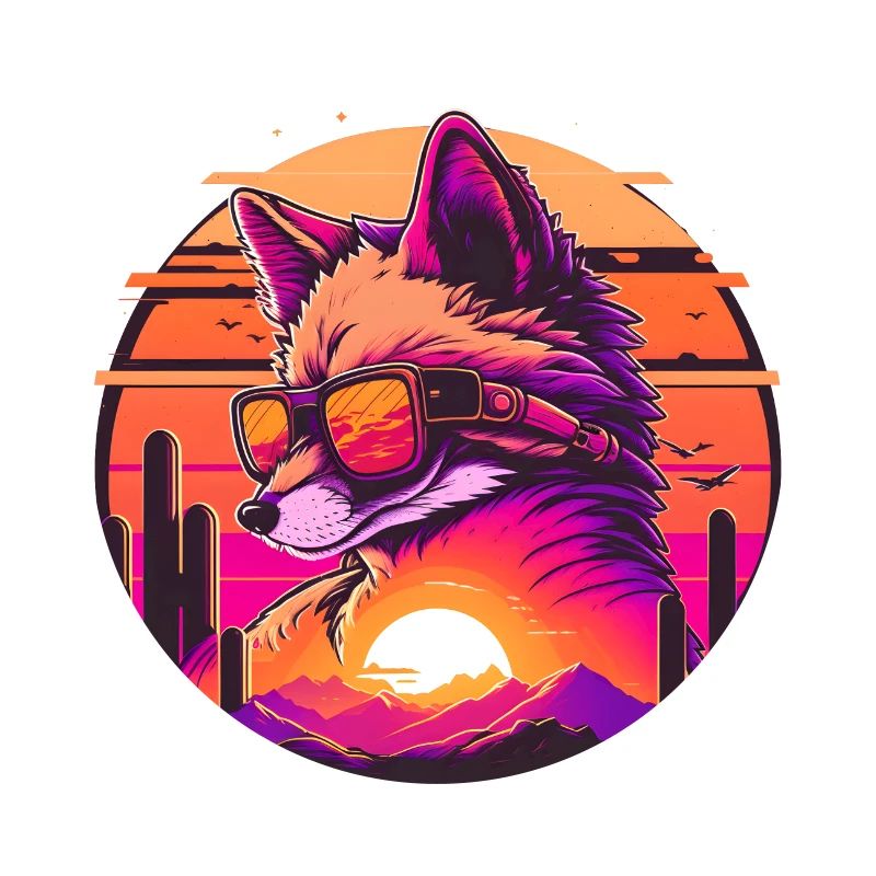 Synthwave Fox Sunset