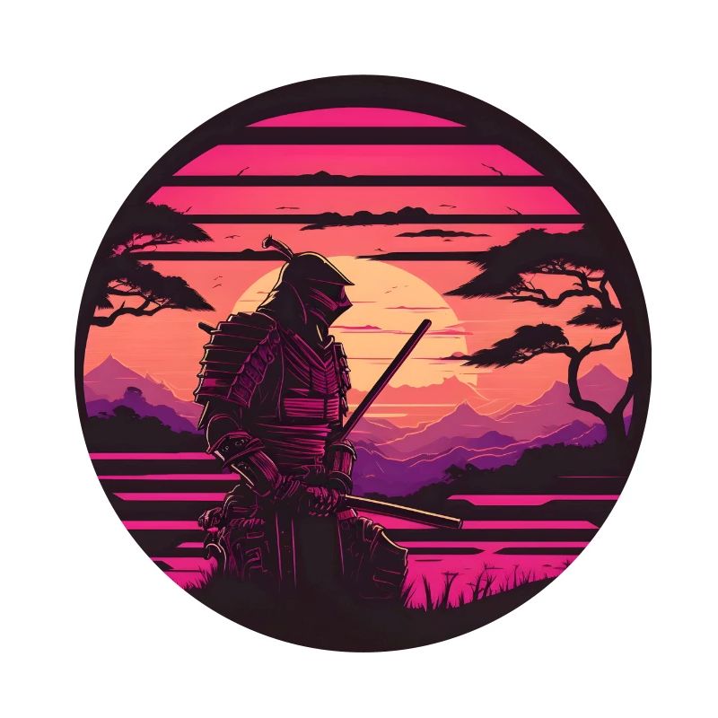Synthwave Samurai with katana