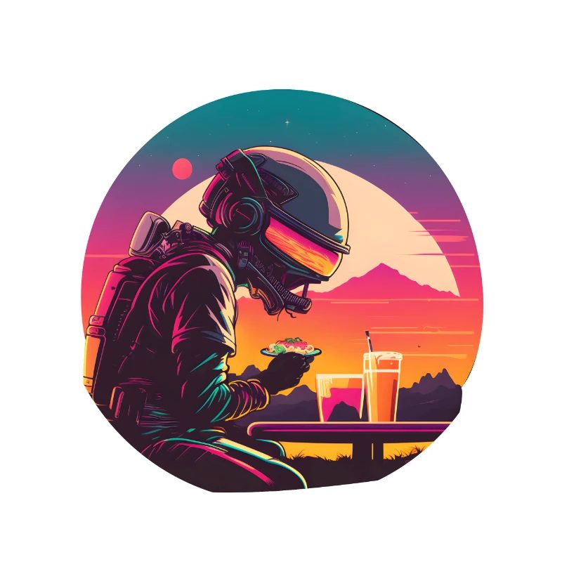 Synthwave astronaut Space dinner