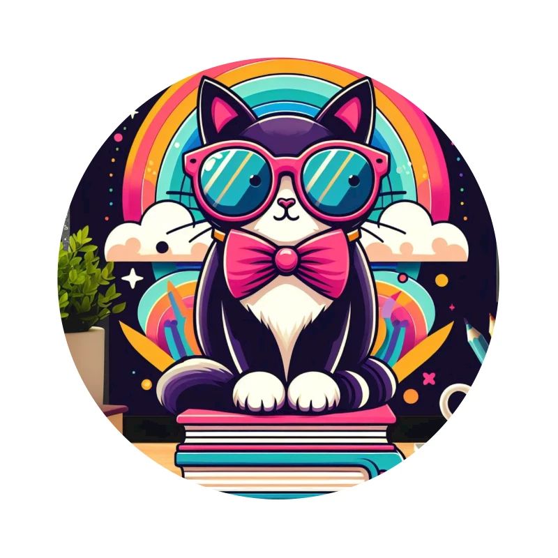 Studious cat with glasses