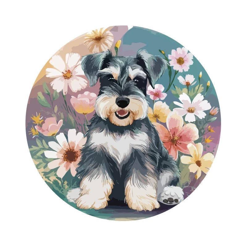 Schnauzer mit Blumen