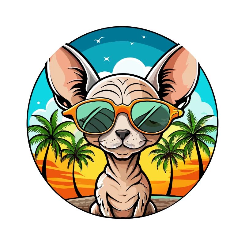 Devon Rex Cat Breed Cartoon Lunettes de soleil Beach