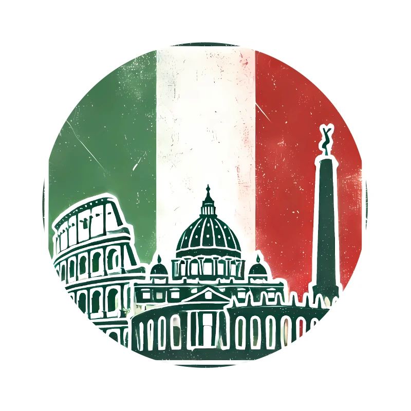 Drapeau Italien Monuments Silhouette
