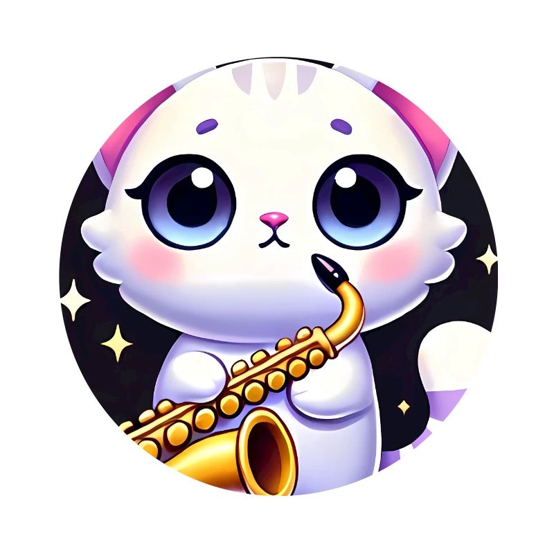 Conception de dessin animé de chat de saxophone mignon