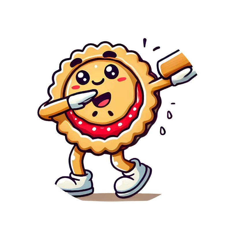Dabbing Pie Cartoon with Rolling Pin