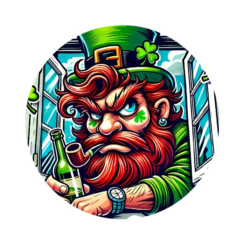Grumpy Leprechaun St Patricks Window