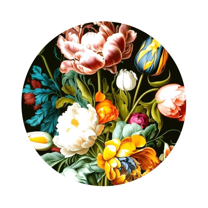 Composition florale texturée sur noir