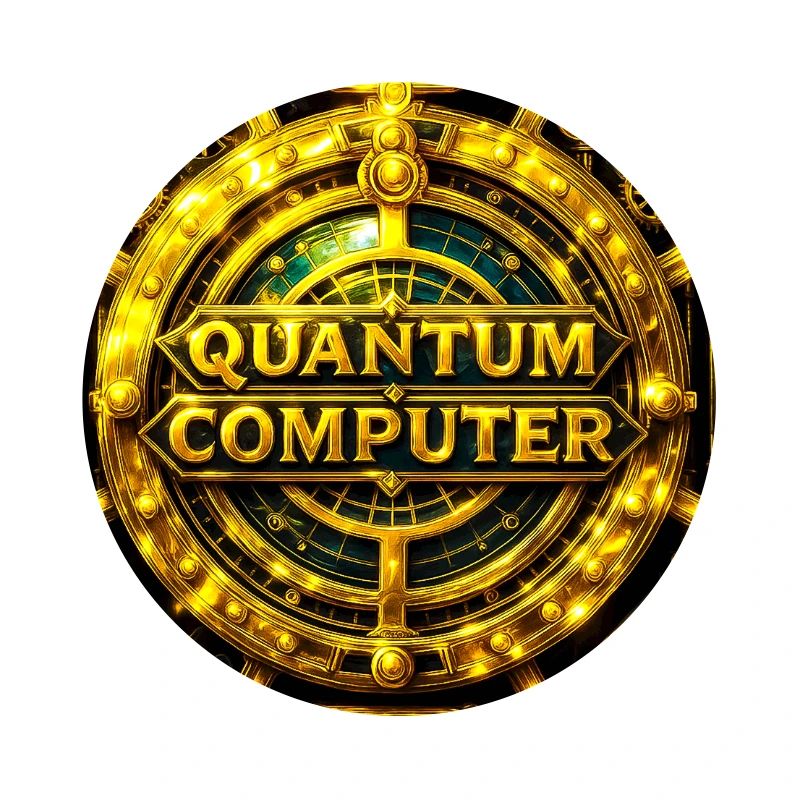 Goldenes Quantencomputer-Emblem