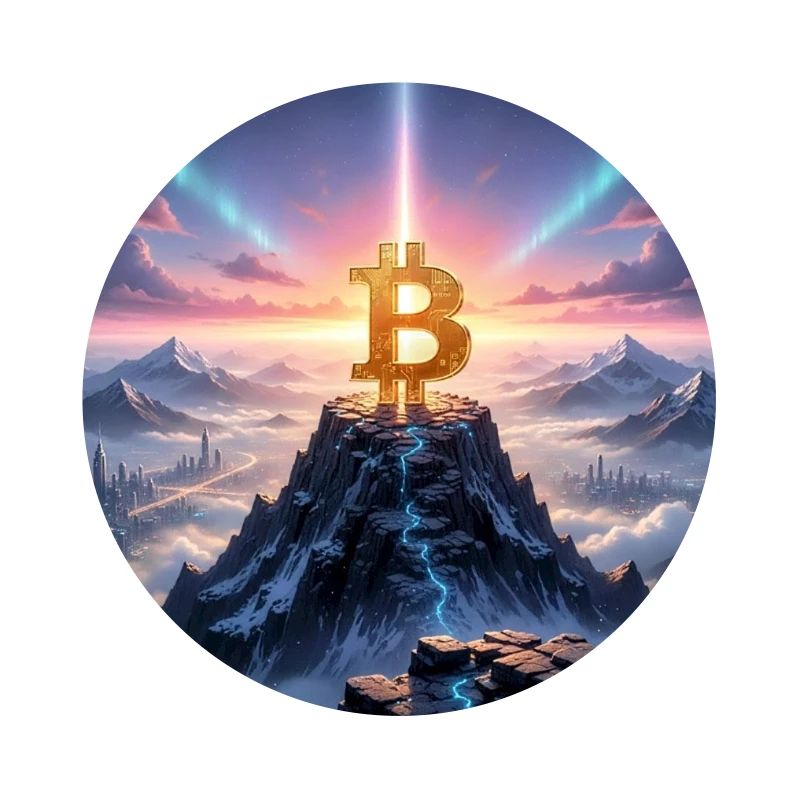 Bitcoin summit light over mountain range