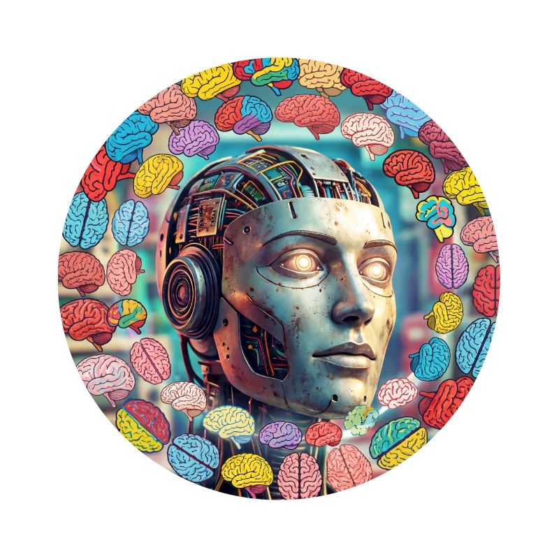 Android with brain satellites