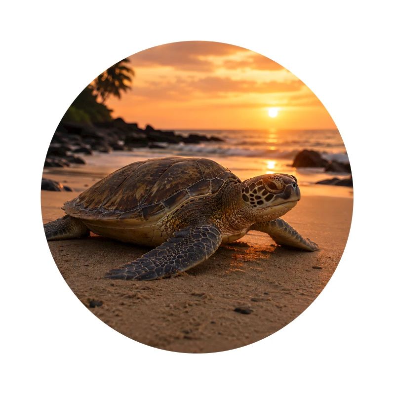 Sunset sea turtle
