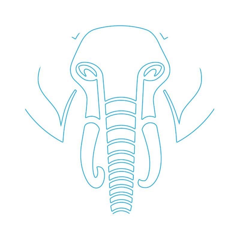 Elephant Majesty: empreinte de tête d’éléphant, bleu.
