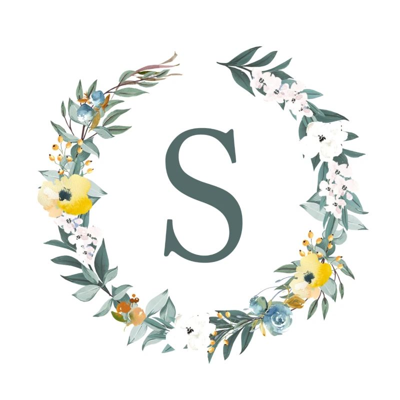 Customizable Monogram S Flowers Circle Spring