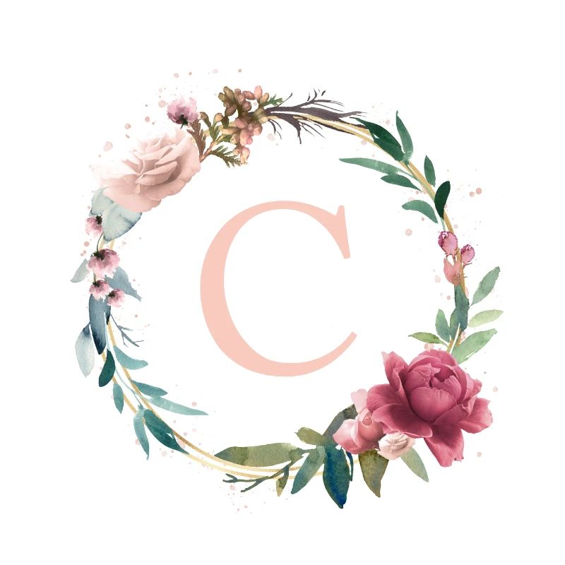 Monogramme personnalisable C Fleurs Cercle Boho
