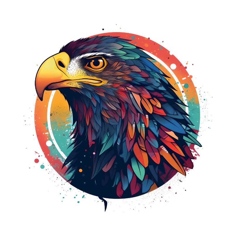 Eagle colorful in a circle, polygon