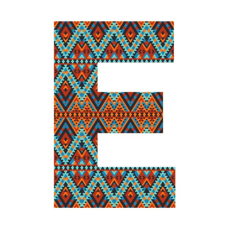 Lettre E- design boho, monogramme coloré